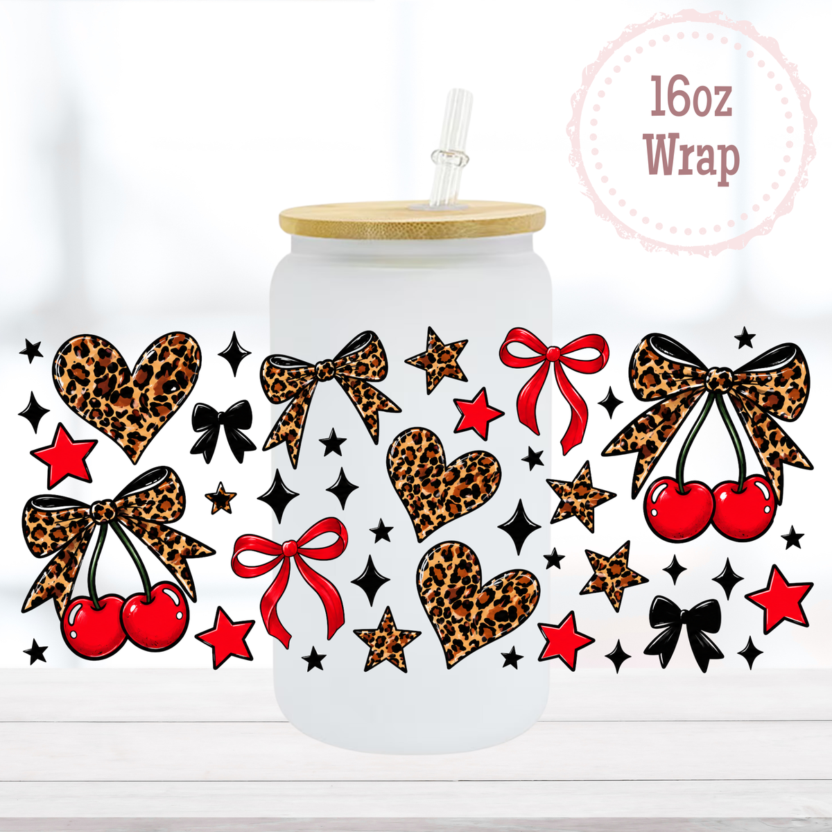 Animal Print Cherries 16oz UVDTF Cup Wrap