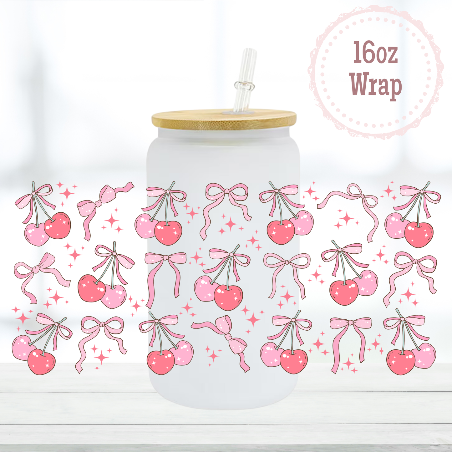 Coquette Cherries 16oz UVDTF Cup Wrap