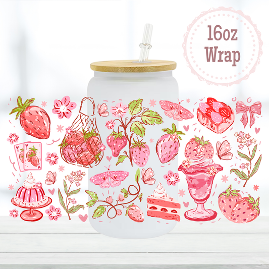 Strawberries 16oz UVDTF Cup Wrap
