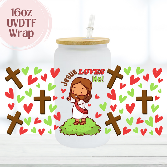 Jesus Loves Me 16oz UVDTF Cup Wrap