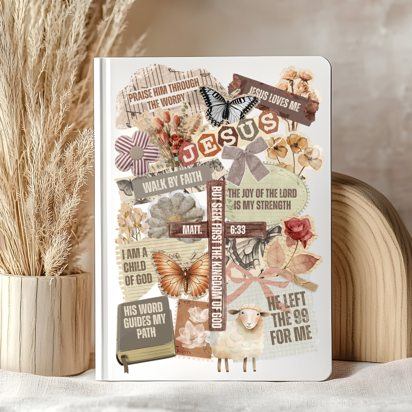 Faith Vintage Collage Notebook Decal