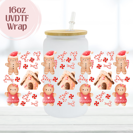 Cute Gingerbread 16oz UVDTF Cup Wrap