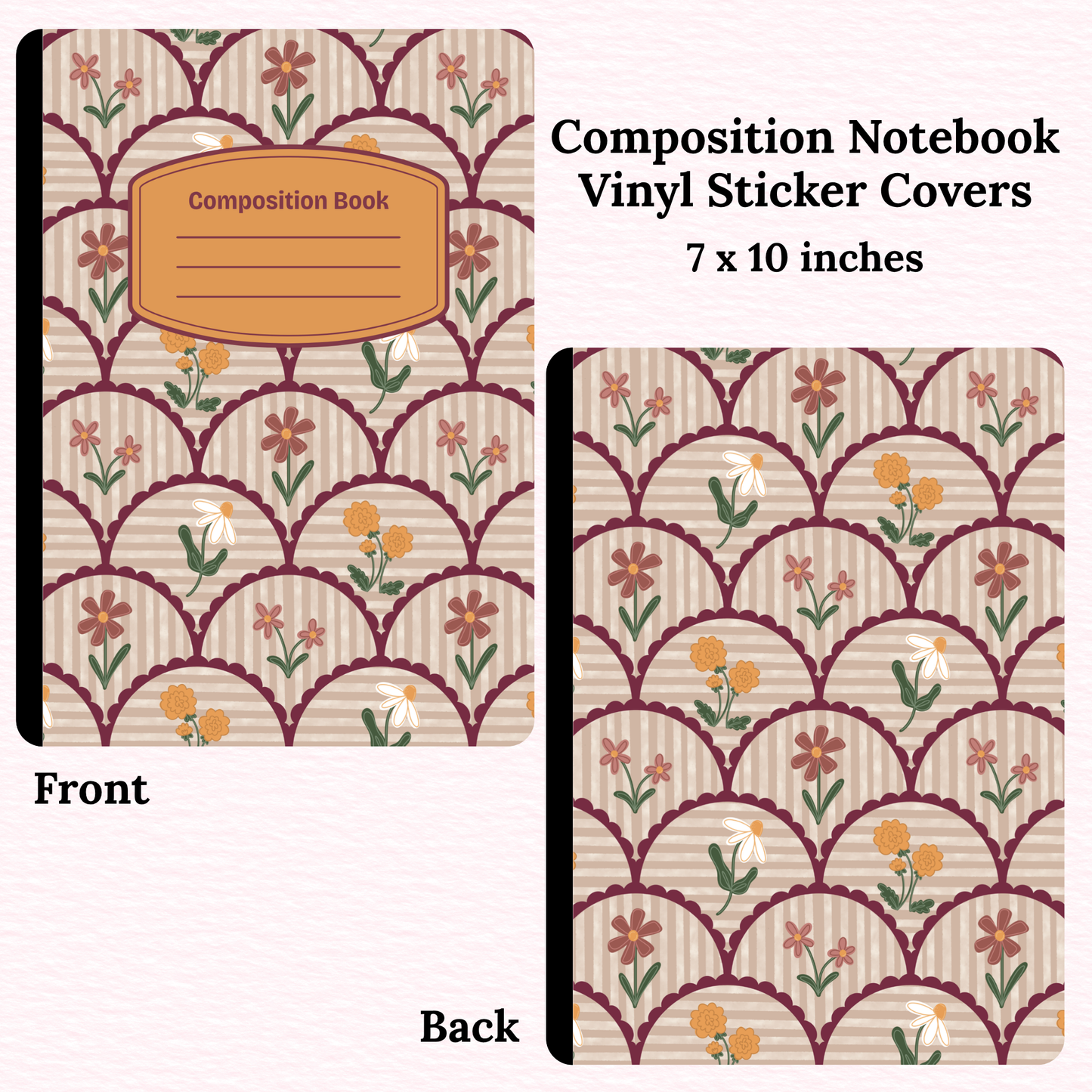 Boho Floral Composition Notebook Vinyl Cover