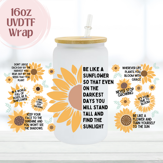 Sunflower Affirmations 16oz UVDTF Cup Wrap