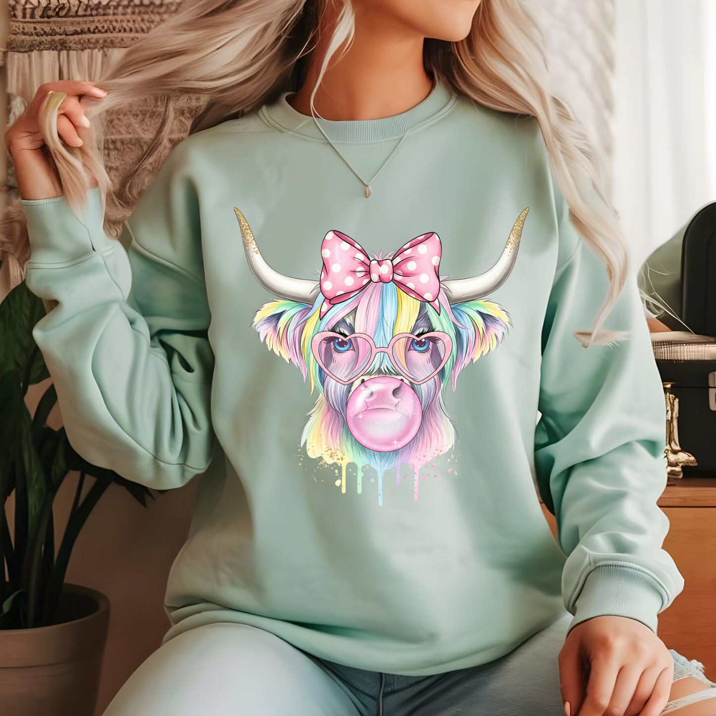 Pastel Cow DTF Print