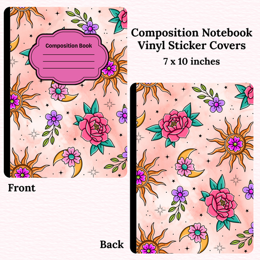 Sun, Moon & Flowers Notebook Vinyl Cover