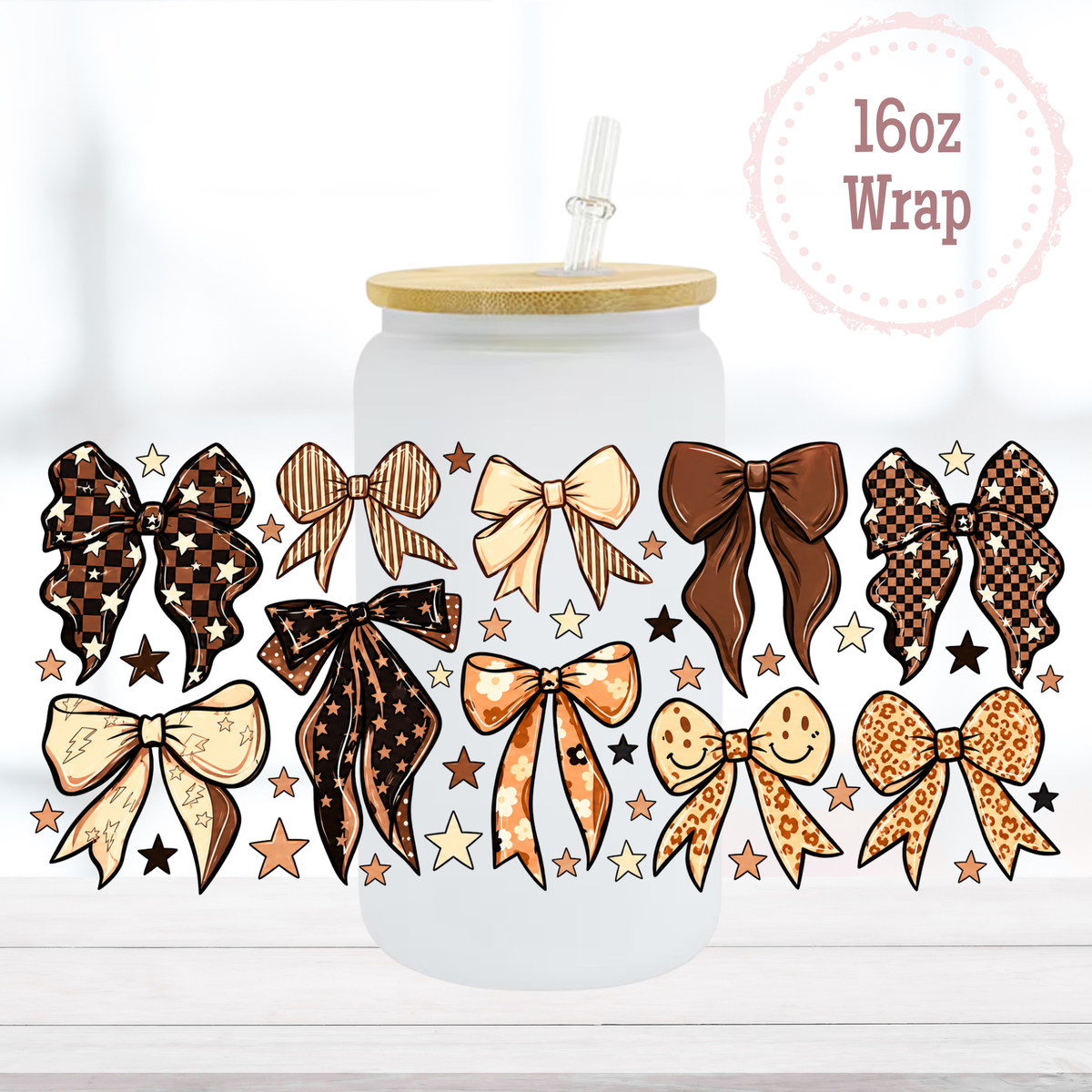 Brown Bows 16oz UVDTF Cup Wrap