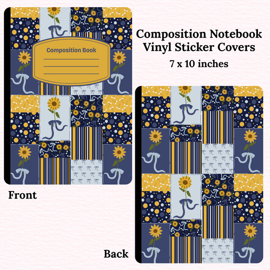 Sunflower Patchwork Composition Notebook Vinyl Cover