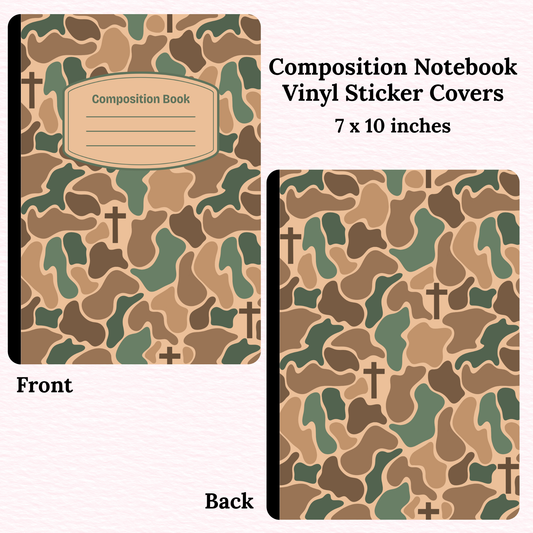 Camo Crosses Composition Notebook Vinyl Cover