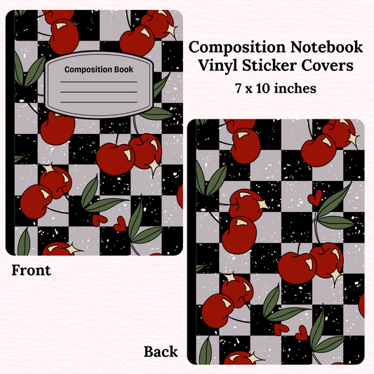 Cherries Checkered Composition Notebook Vinyl Cover