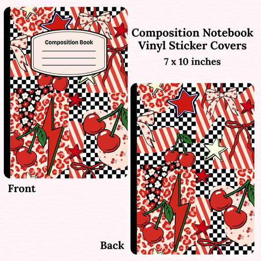 Cherries Checkered Composition Notebook Vinyl Cover
