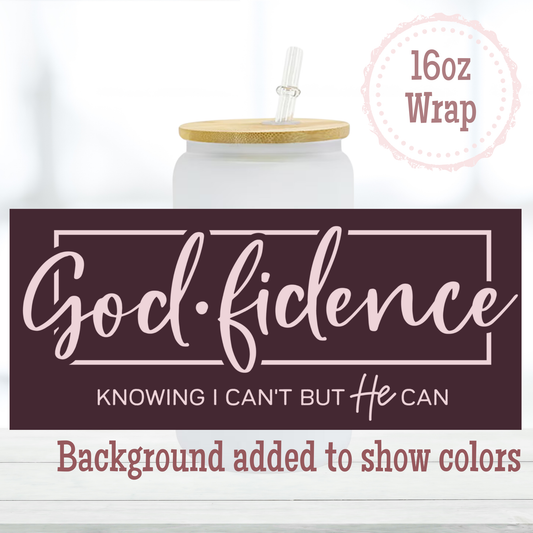 God-fidence Pink 16oz UVDTF Cup Wrap