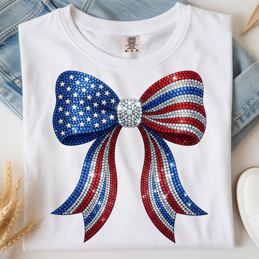 Rhinestone Patriotic Bow DTF Print