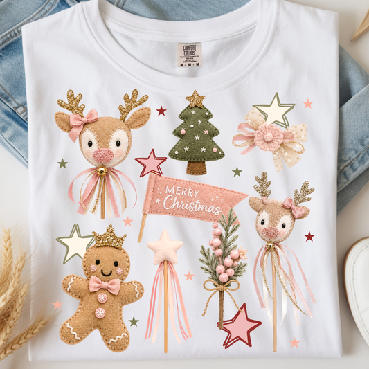 Pink Christmas DTF Print