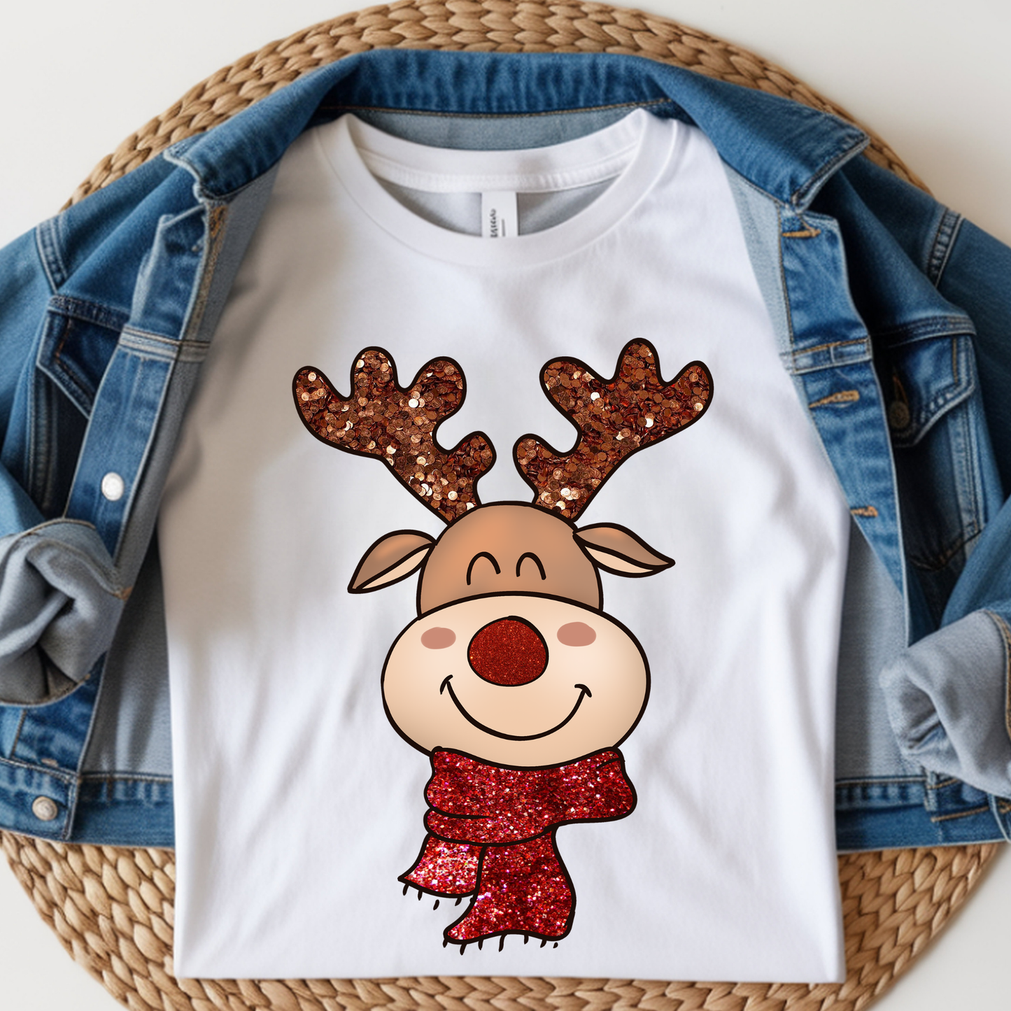 Glitter Reindeer DTF Print Adult & Kids