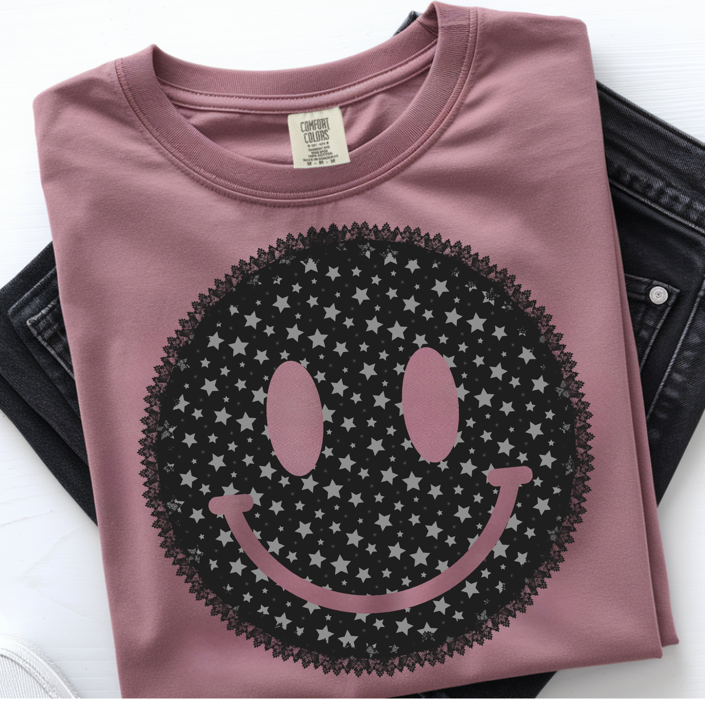 Smiley with Stars DTF Print