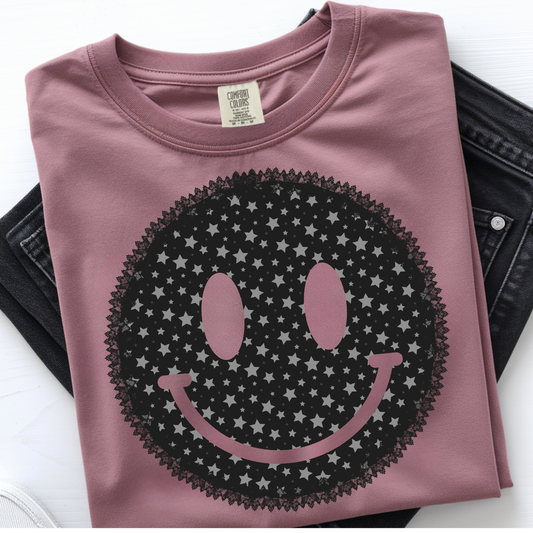 Smiley with Stars DTF Print