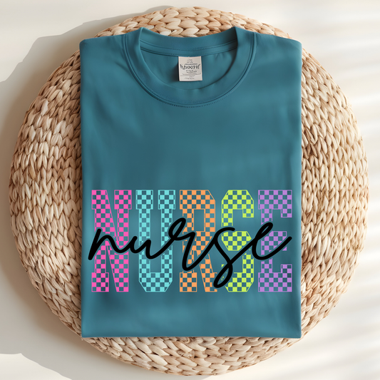 Nurse Checkered DTF Print