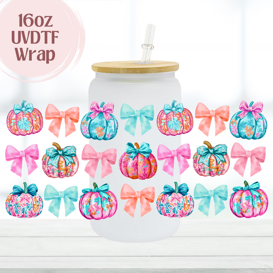 Bright Floral Pumpkins 16oz UVDTF Cup Wrap