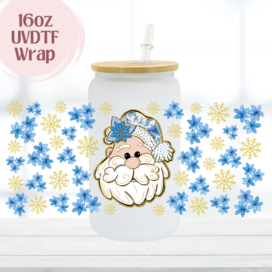 Blue Santa 16oz UVDTF Cup Wrap