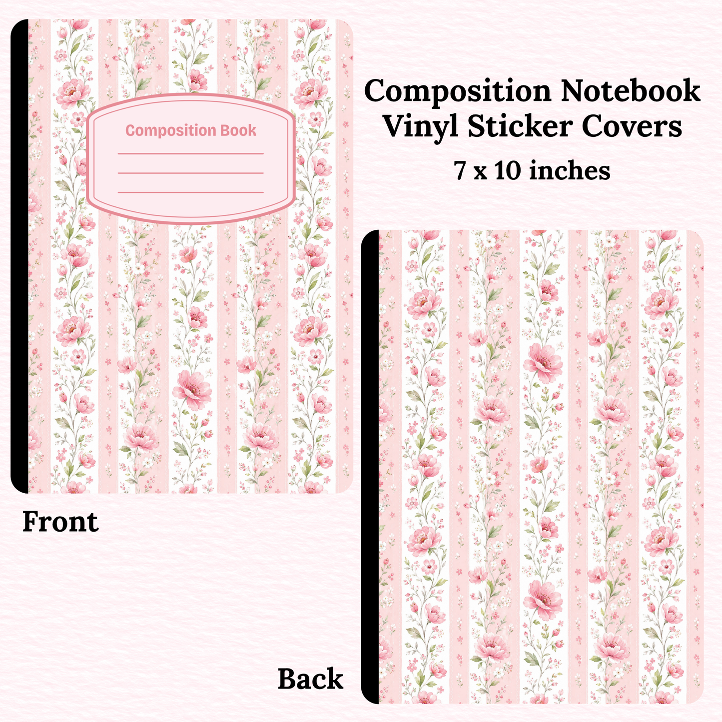 Pink Flowers Composition Notebook Vinyl Cover