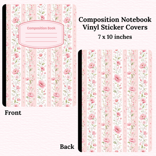 Pink Flowers Composition Notebook Vinyl Cover