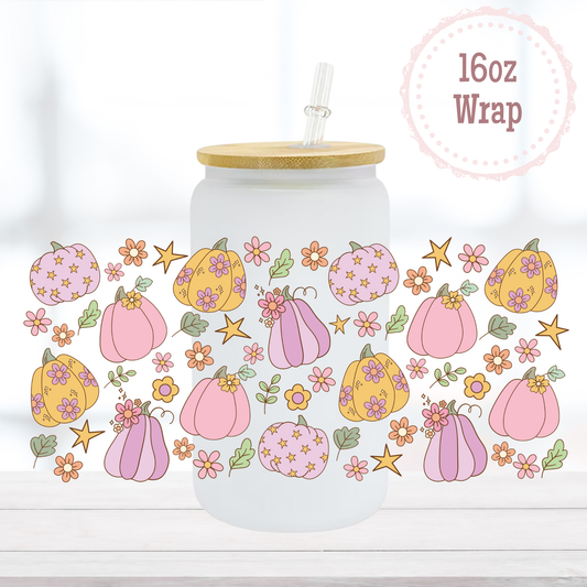 Purple and Yellow Pumpkins 16oz UVDTF Cup Wrap
