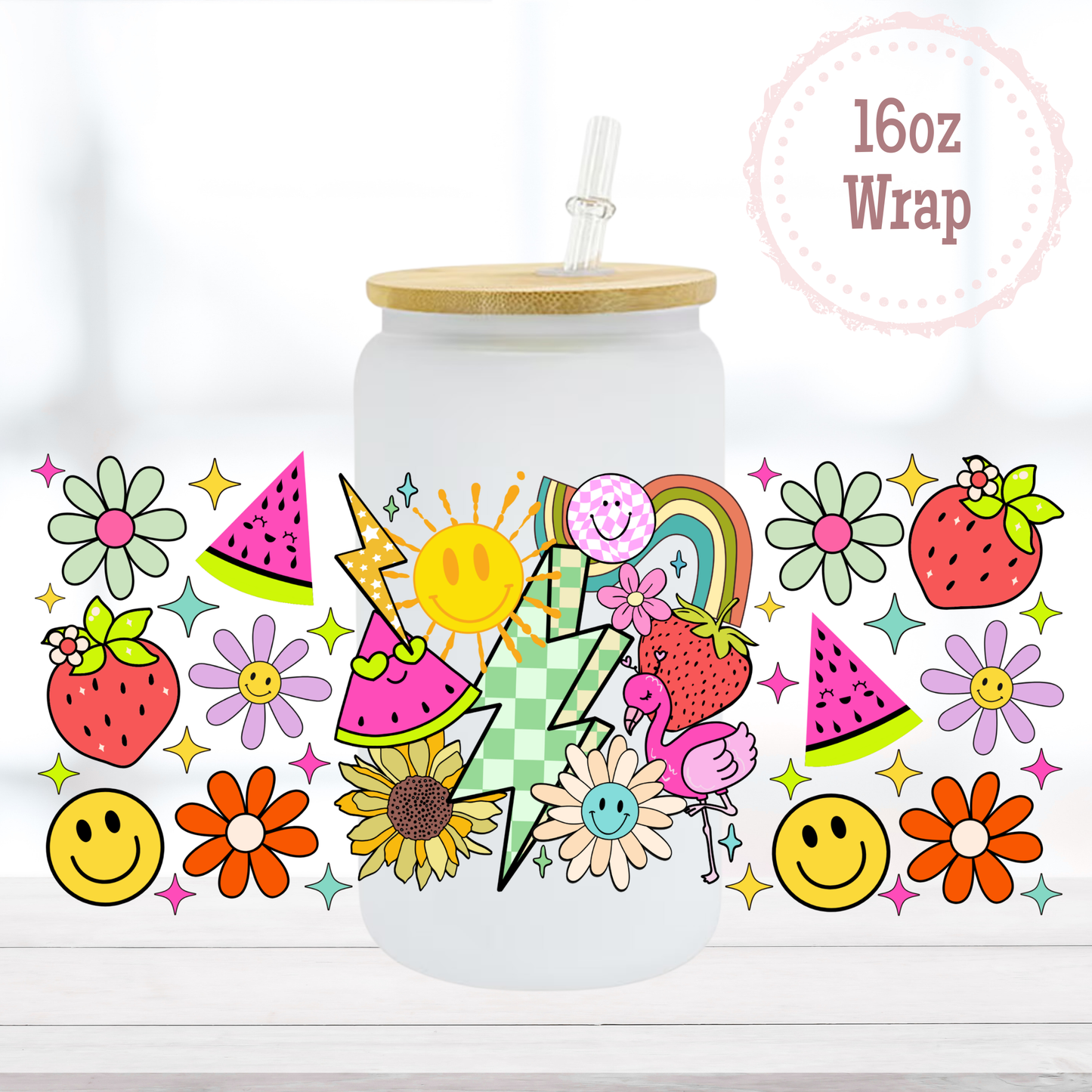 Smileys and Fruits 16oz UVDTF Cup Wrap