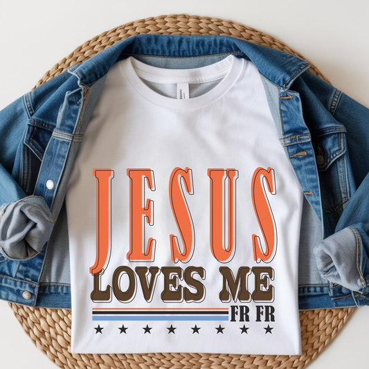 Jesus Love Me FR Orange Kids DTF Print