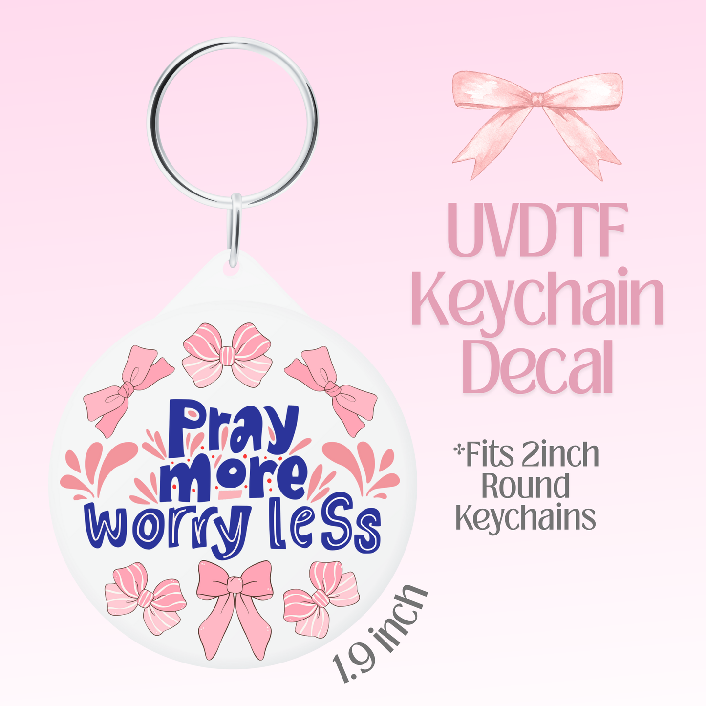 Pray More Round Keychain Decal