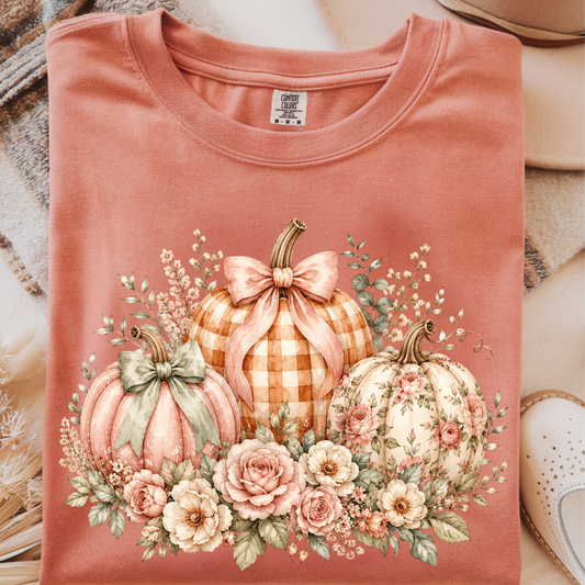 Floral Pumpkins DTF Print