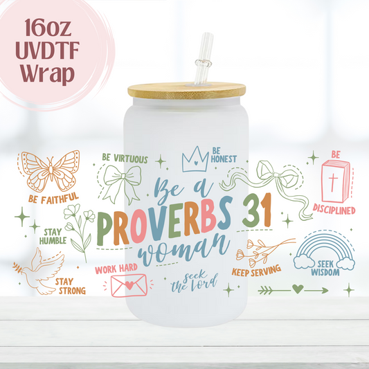 Proverbs 31 Pastel Colors 16oz UVDTF Cup Wrap