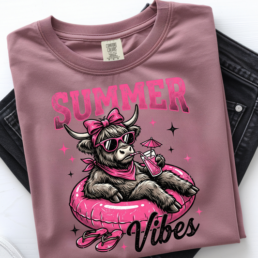 Summer Vibes Cow DTF Print