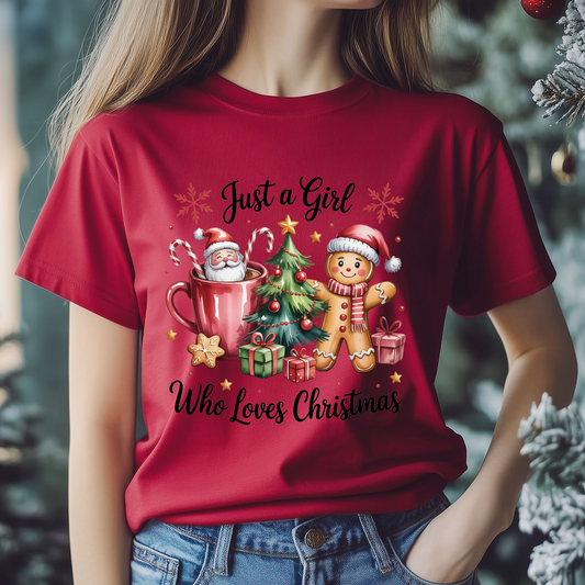 Girl Who Loves Christmas DTF Print