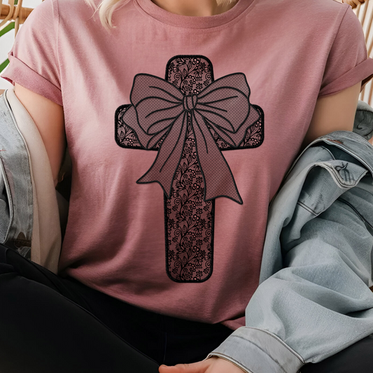 Black Lace Cross DTF Print