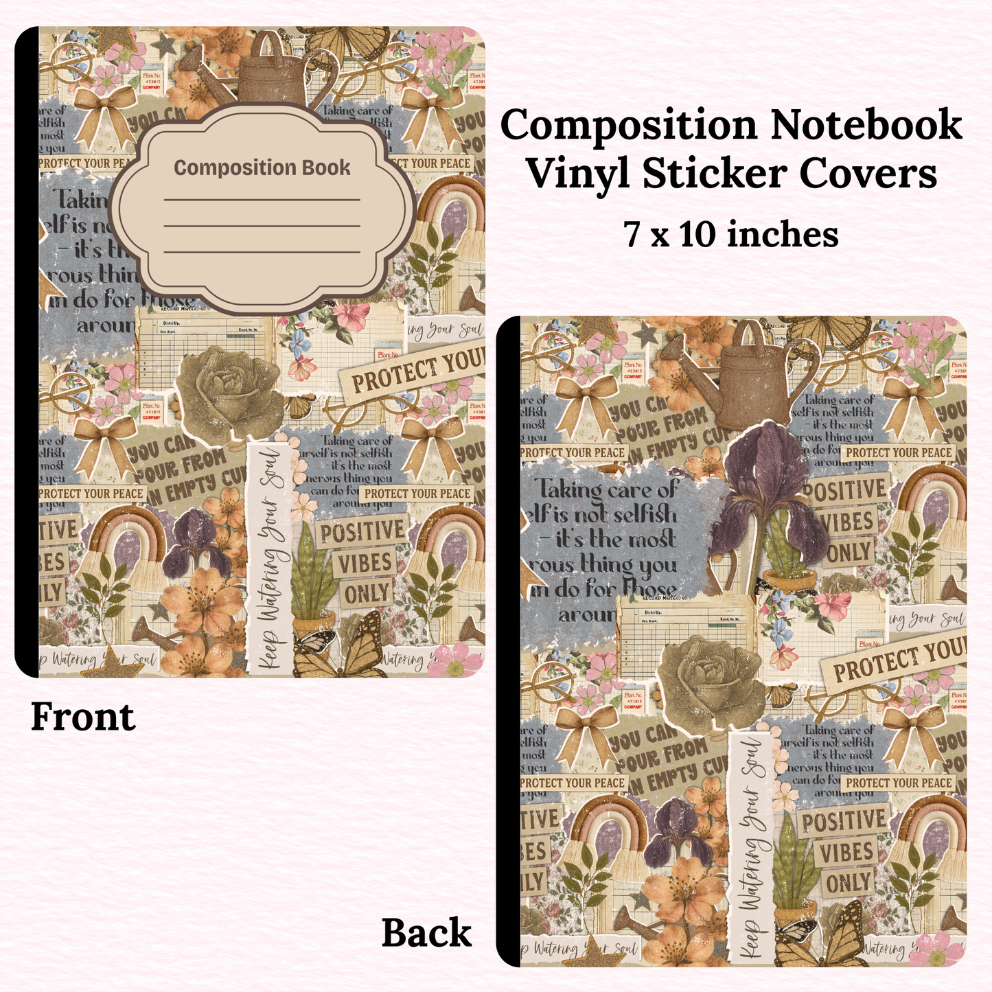 Self Care Collage Composition Notebook Vinyl Cover