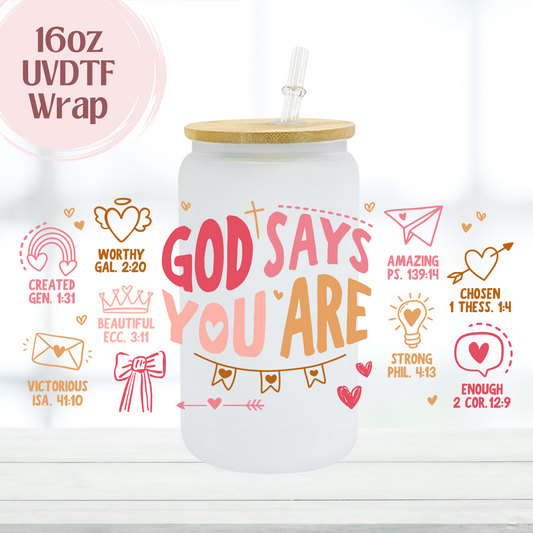 God Says Pink Colors 16oz UVDTF Cup Wrap