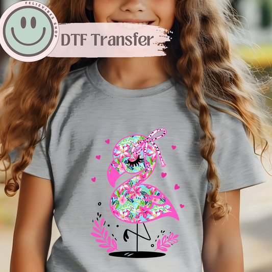 Pink Flamingo Kids DTF Print