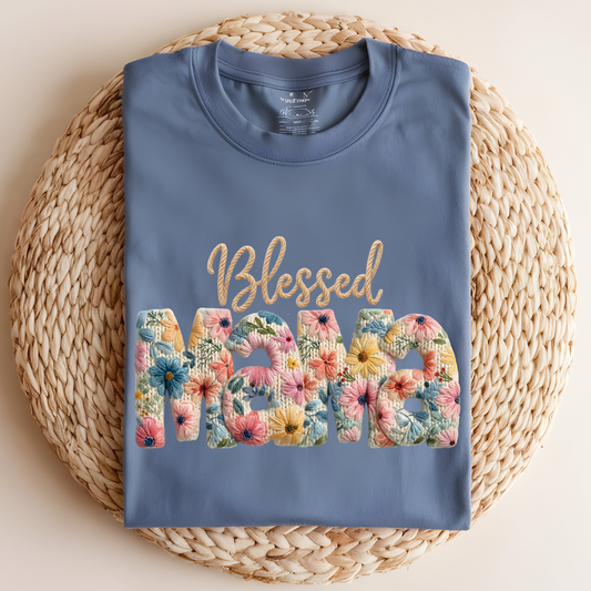 Faux Yarn Blessed Mama DTF Print