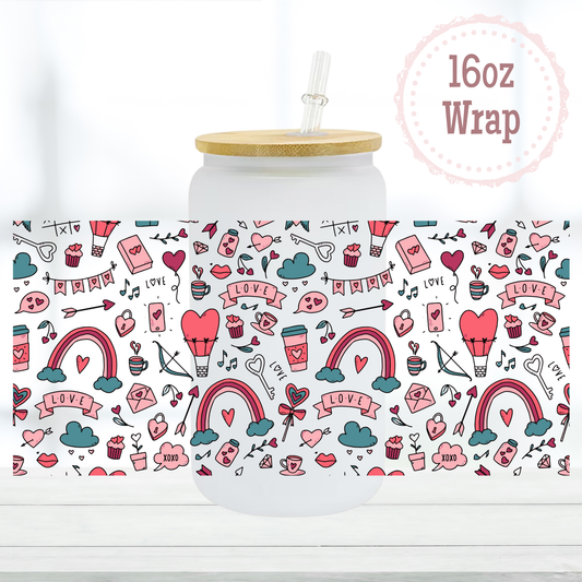 Hearts and Rainbows 16oz UVDTF Cup Wrap