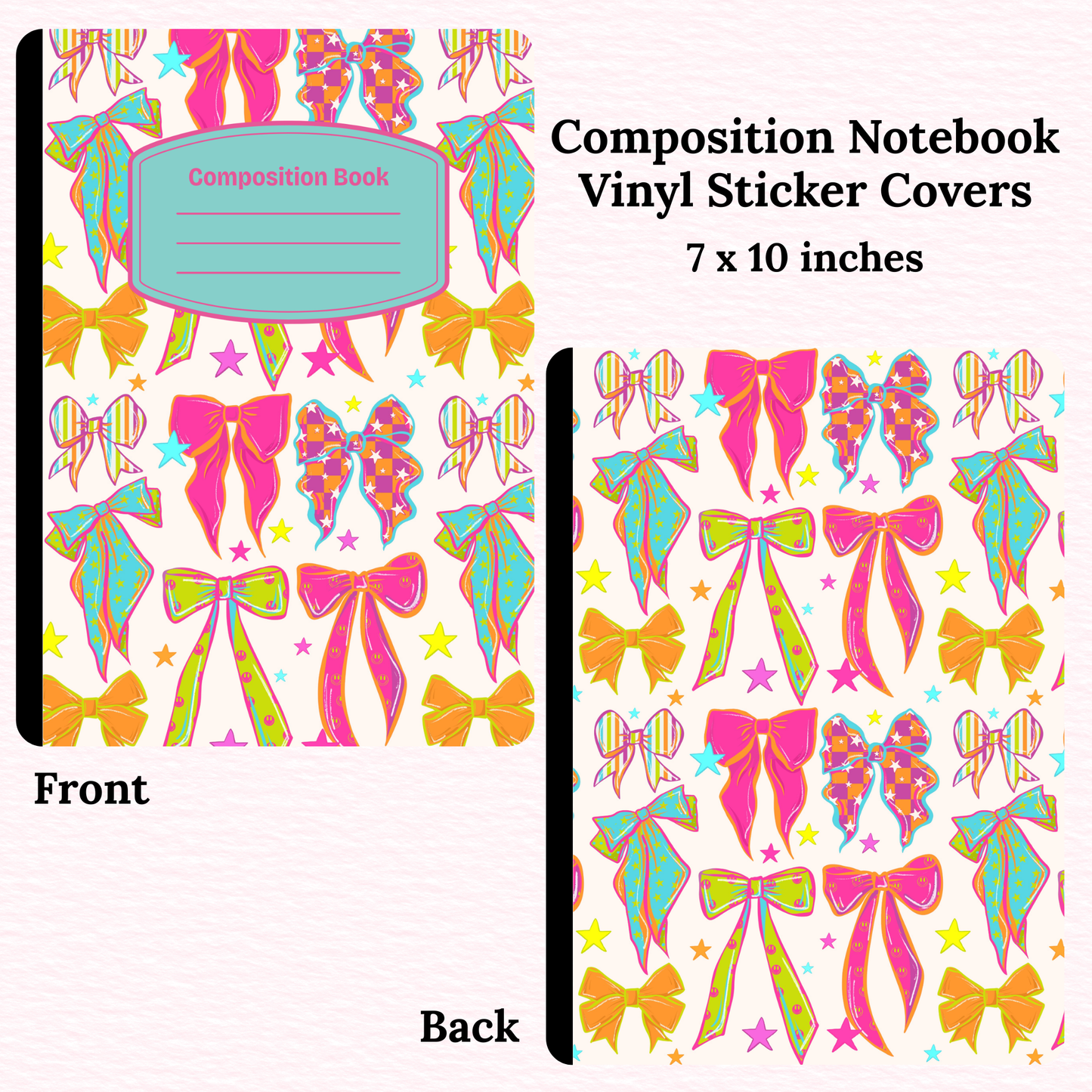 Colourful Bows Composition Notebook Vinyl Cover
