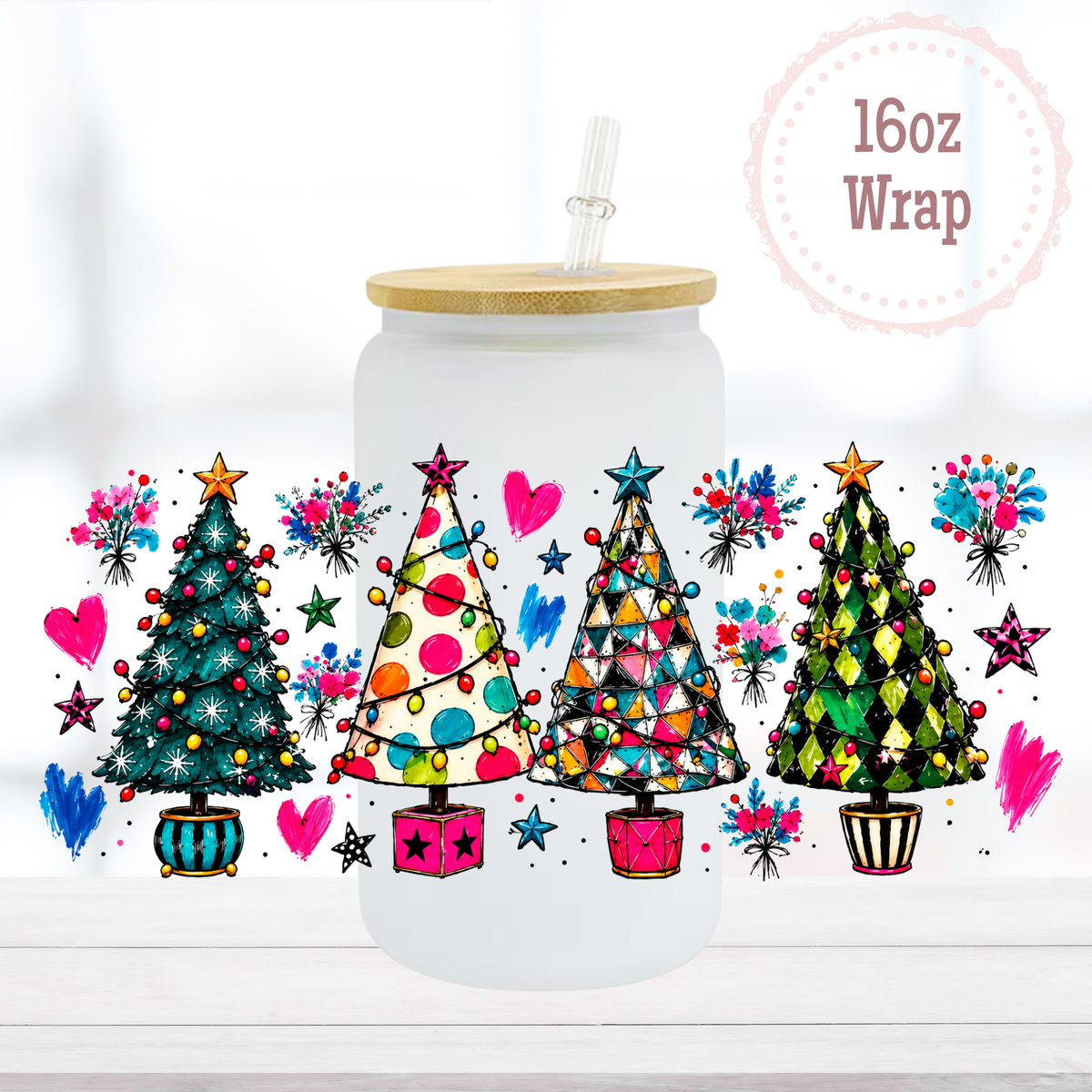 Colourful Trees 16oz UVDTF Cup Wrap