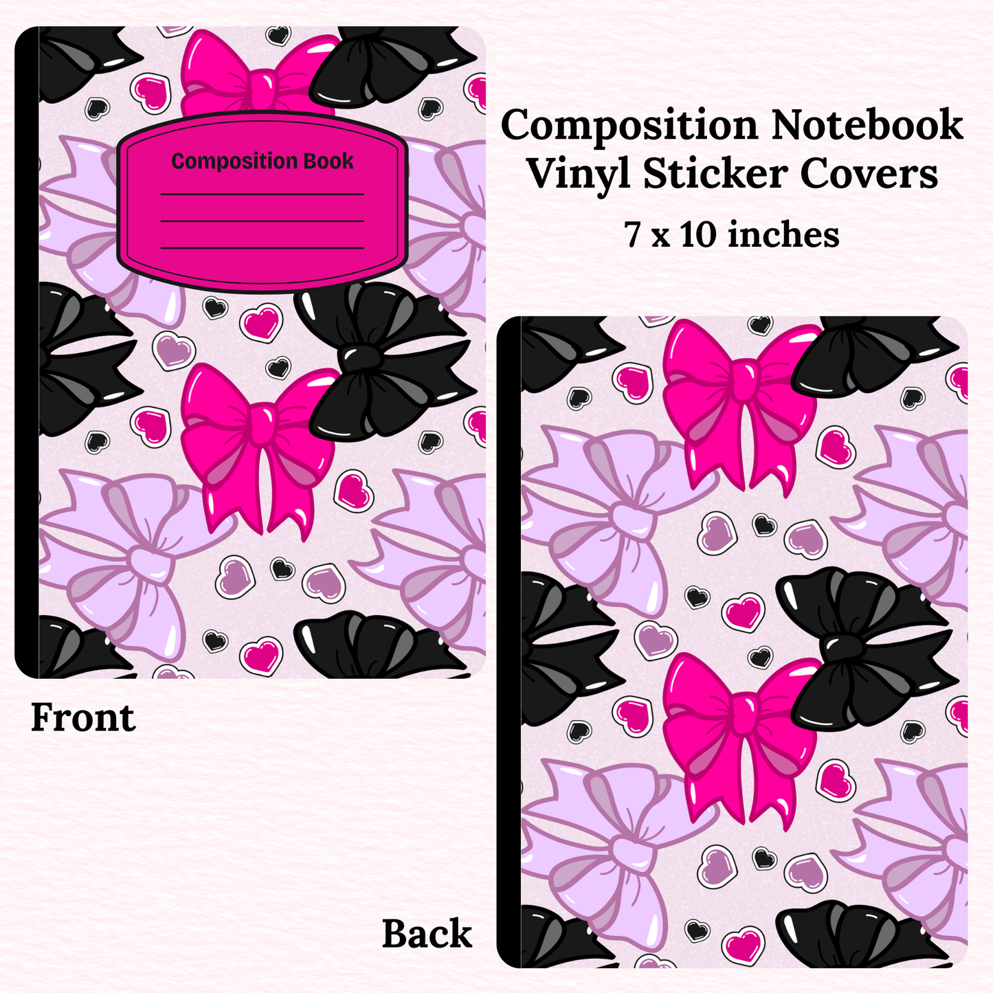Pink & Purple Bows Composition Notebook Vinyl Cover