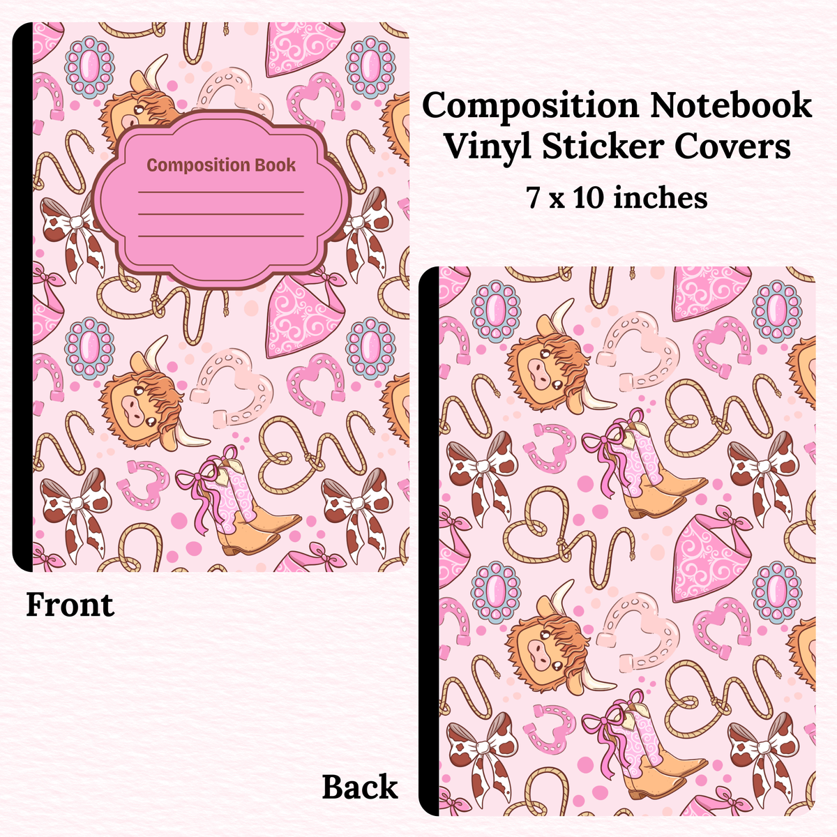 Pink Western Composition Notebook Vinyl Cover