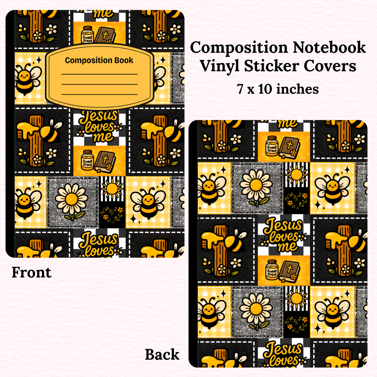 Jesus Loves You Bee Composition Notebook Vinyl Cover