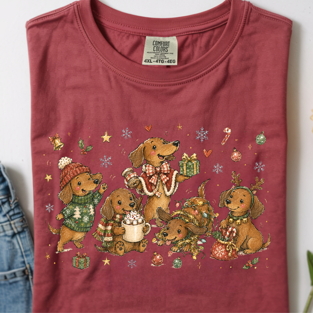 Dachshund Christmas DTF Print