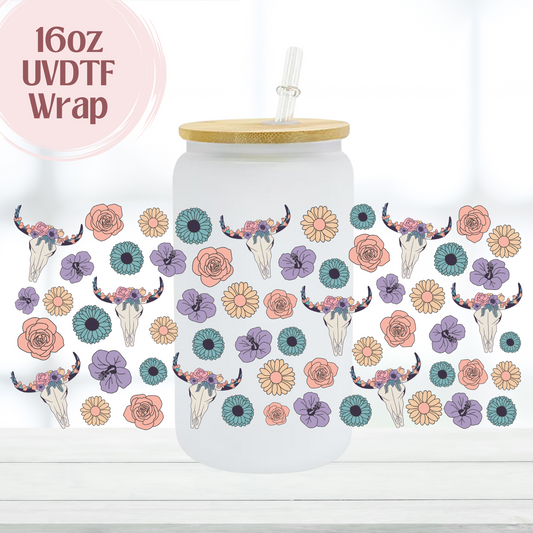 Pastel Flowers Western 16oz UVDTF Cup Wrap