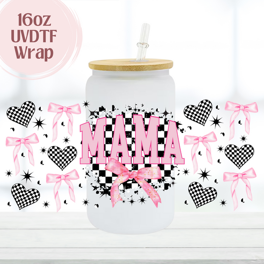 Mama Checkered 16oz UVDTF Cup Wrap