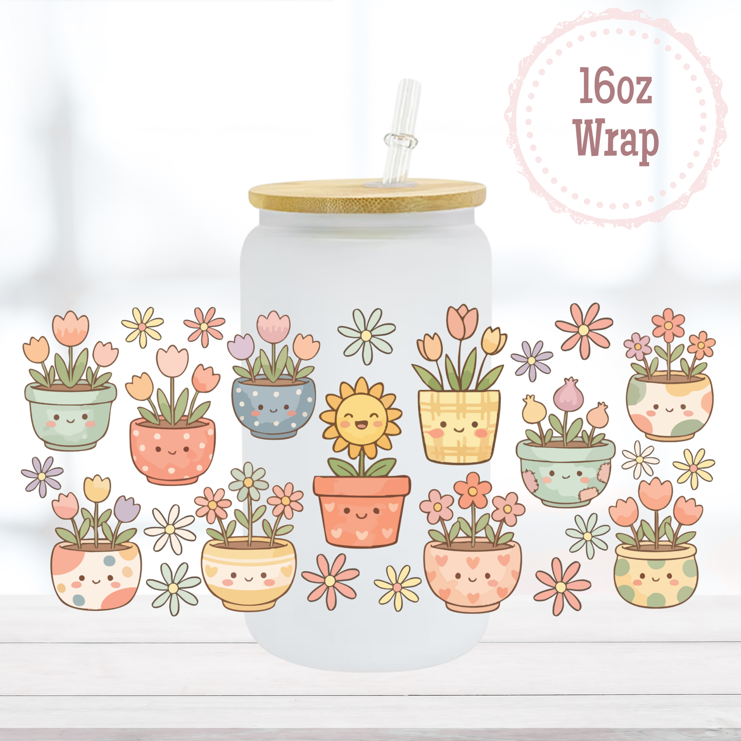 Happy Plants 16oz UVDTF Cup Wrap