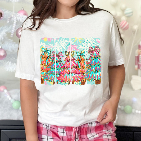 Brushstroke Preppy Trees DTF Print